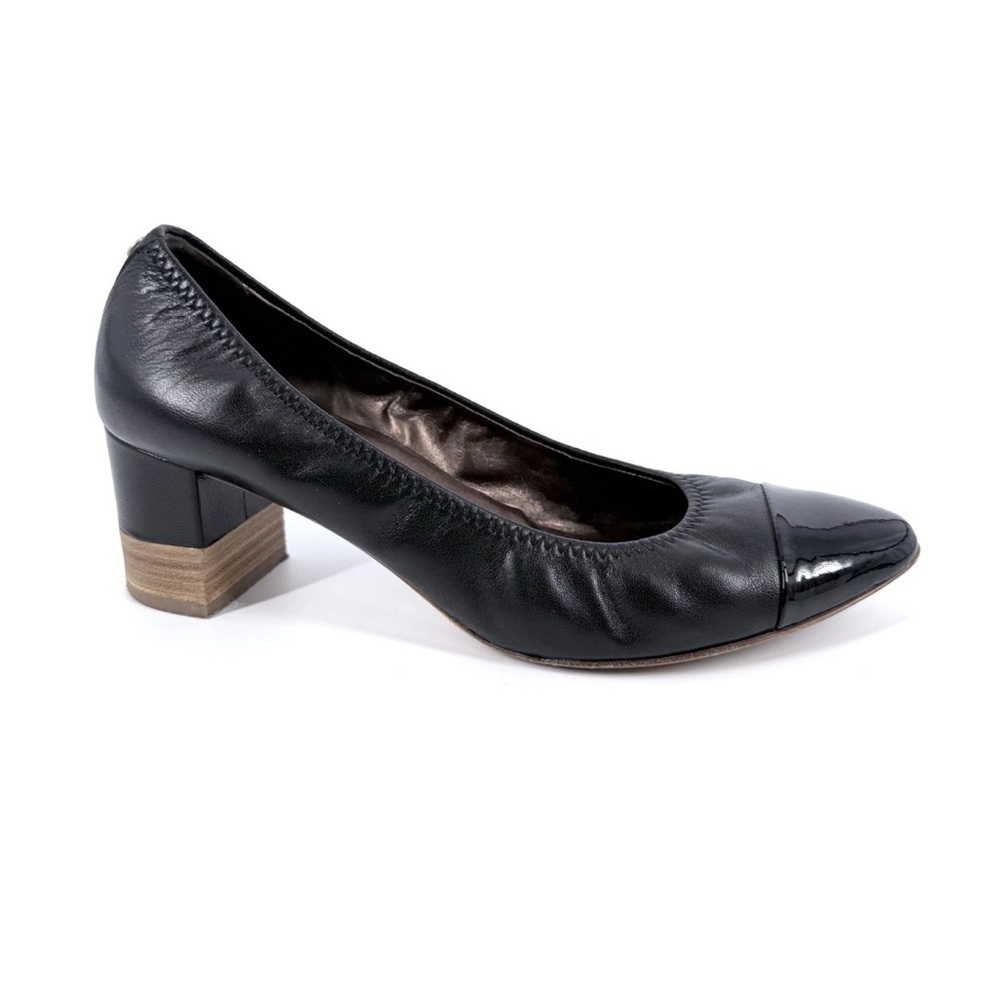 AGL Attilio Giusti Leombruni Heels Womens Size 9 Black Leather Patent Cap Toe